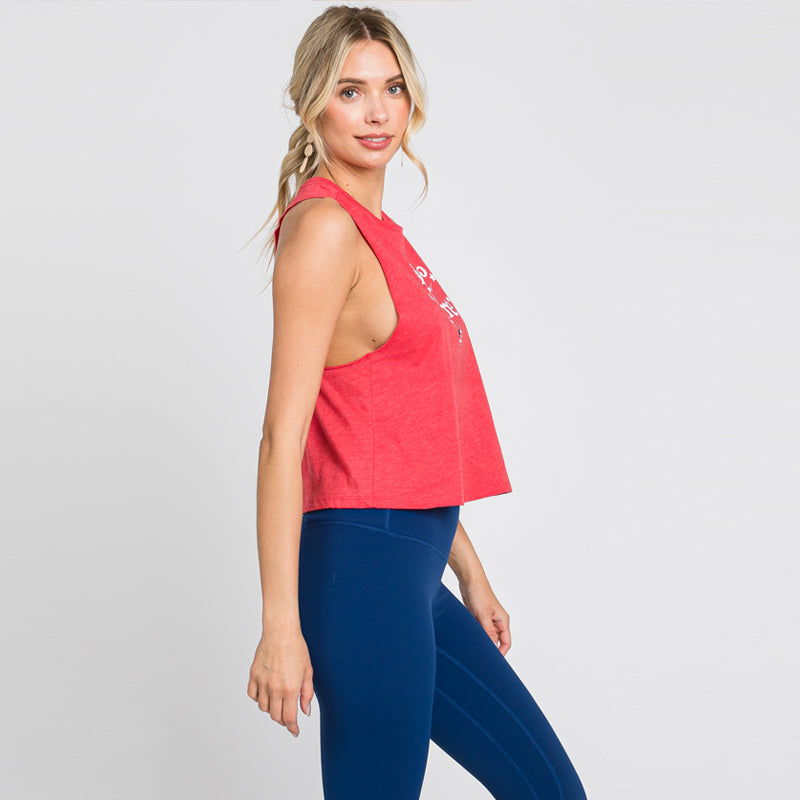Party at the barre USA crop racerback tank